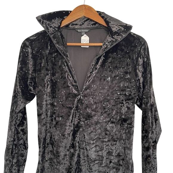 Skea Shimmies Velvet Long Mock Neck Black Sparkle Dance Ski Whimsigoth Large NWT - Picture 4 of 8